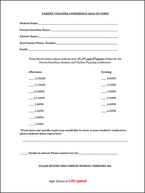 9th Grade Conference Letter Feb 2025